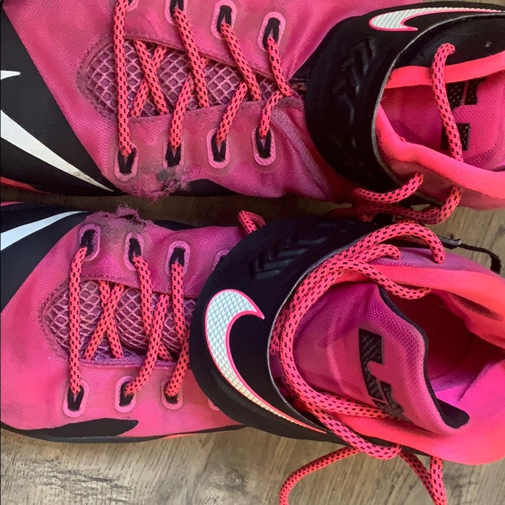 Pink, high top lebrons